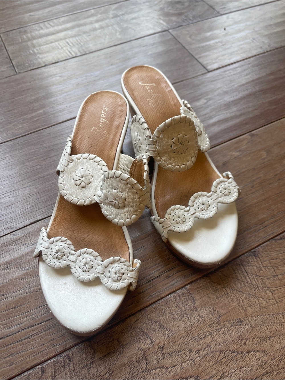 Jack Rogers White Leather Slip-On Sandal Mules
